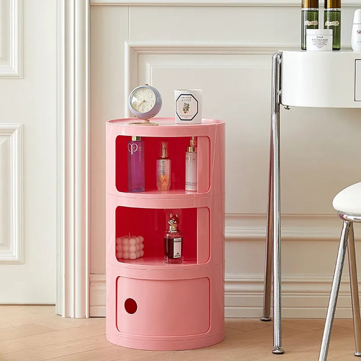 CavoModul: Tavolino rotondo con spazio di archiviazione e porte scorrevoli in design moderno – per soggiorno e camera da letto
