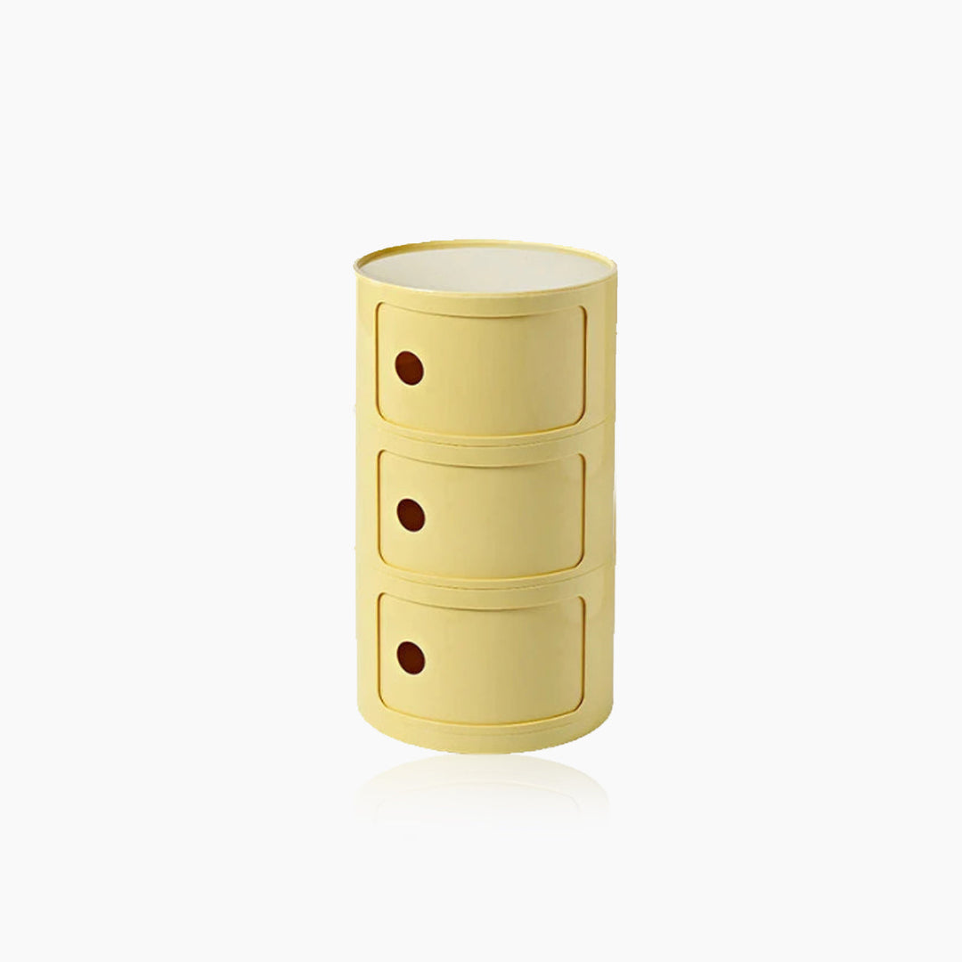 CavoModul: Tavolino rotondo con spazio di archiviazione e porte scorrevoli in design moderno – per soggiorno e camera da letto