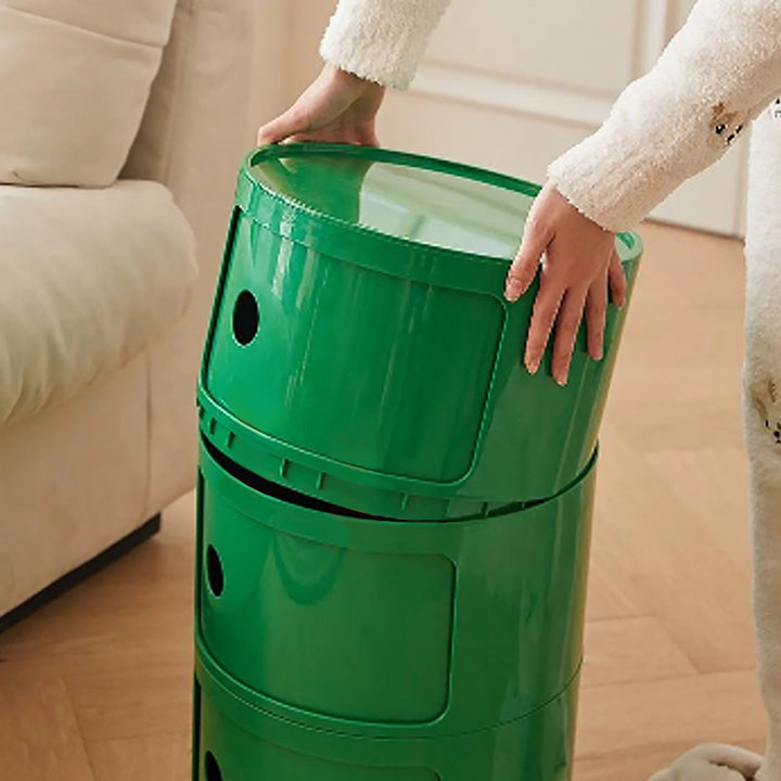 CavoModul: Tavolino rotondo con spazio di archiviazione e porte scorrevoli in design moderno – per soggiorno e camera da letto