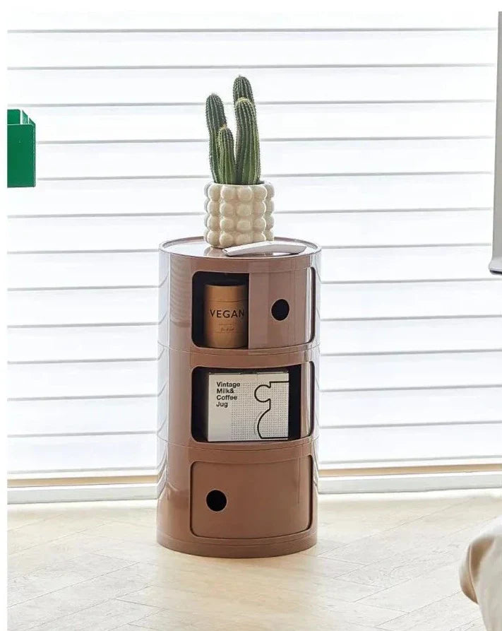 CavoModul: Tavolino rotondo con spazio di archiviazione e porte scorrevoli in design moderno – per soggiorno e camera da letto