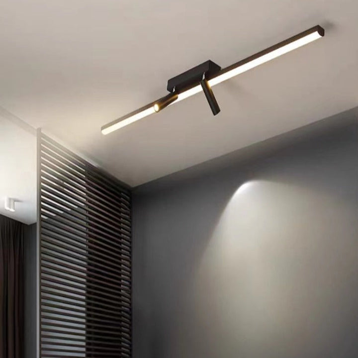 Cestia: Lampada da soffitto LED lineare nera – per soggiorno e camera da letto