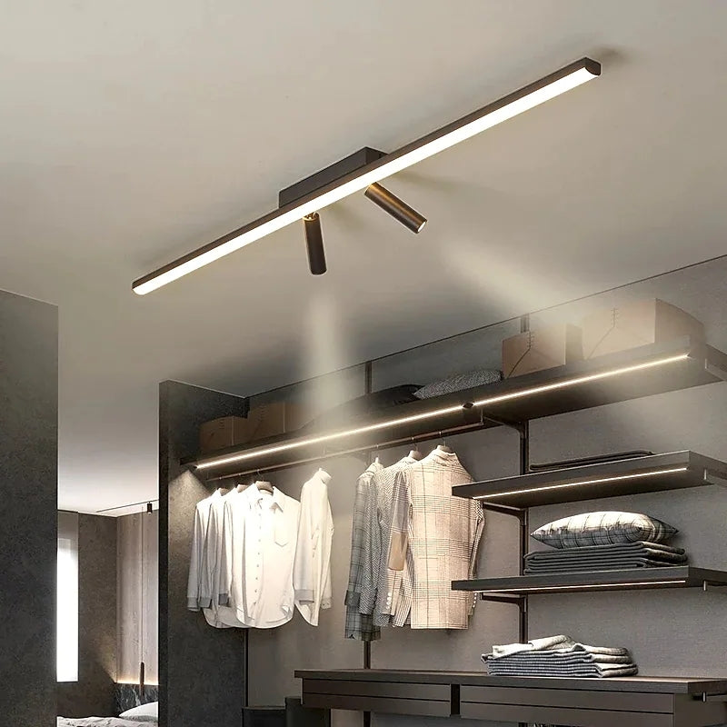 Cestia: Lampada da soffitto LED lineare nera – per soggiorno e camera da letto