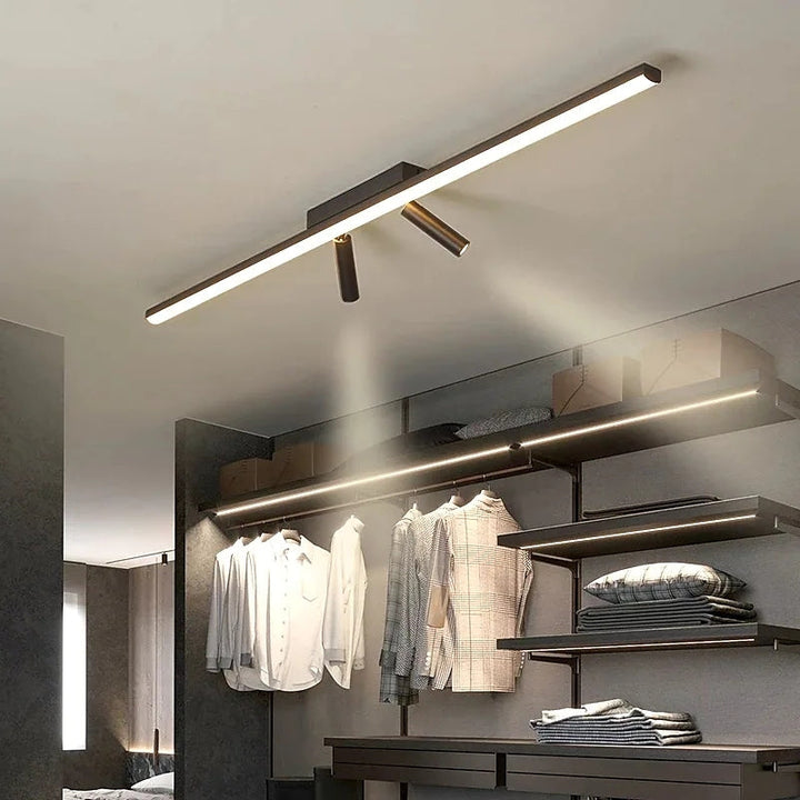 Cestia: Lampada da soffitto LED lineare nera – per soggiorno e camera da letto