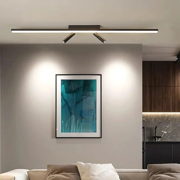 Cestia: Lampada da soffitto LED lineare nera – per soggiorno e camera da letto