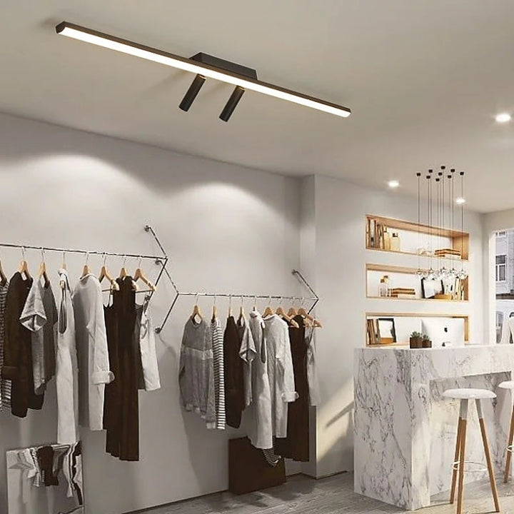 Cestia: Lampada da soffitto LED lineare nera – per soggiorno e camera da letto