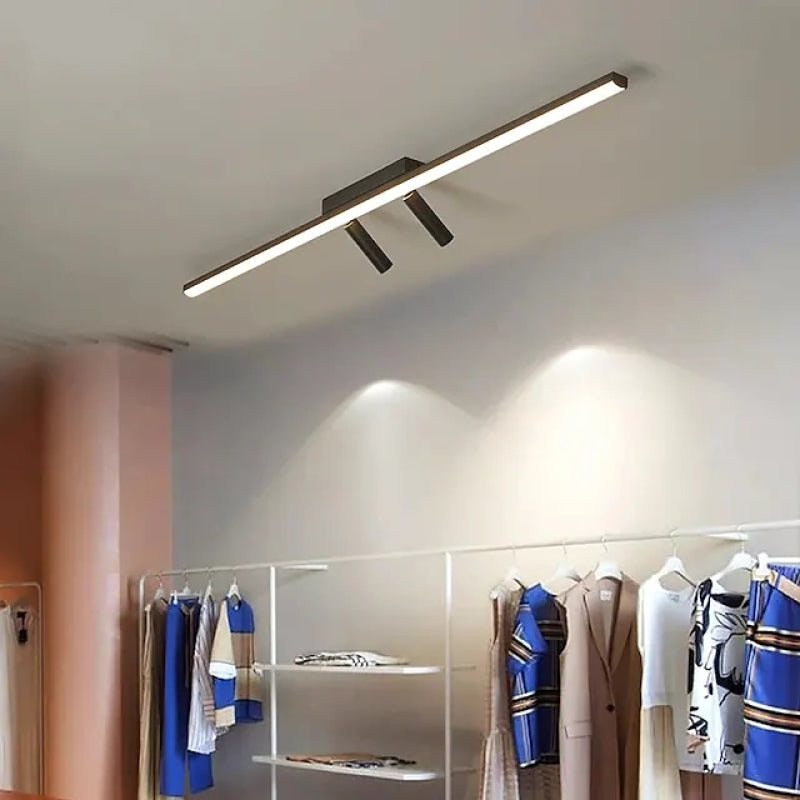 Cestia: Lampada da soffitto LED lineare nera – per soggiorno e camera da letto