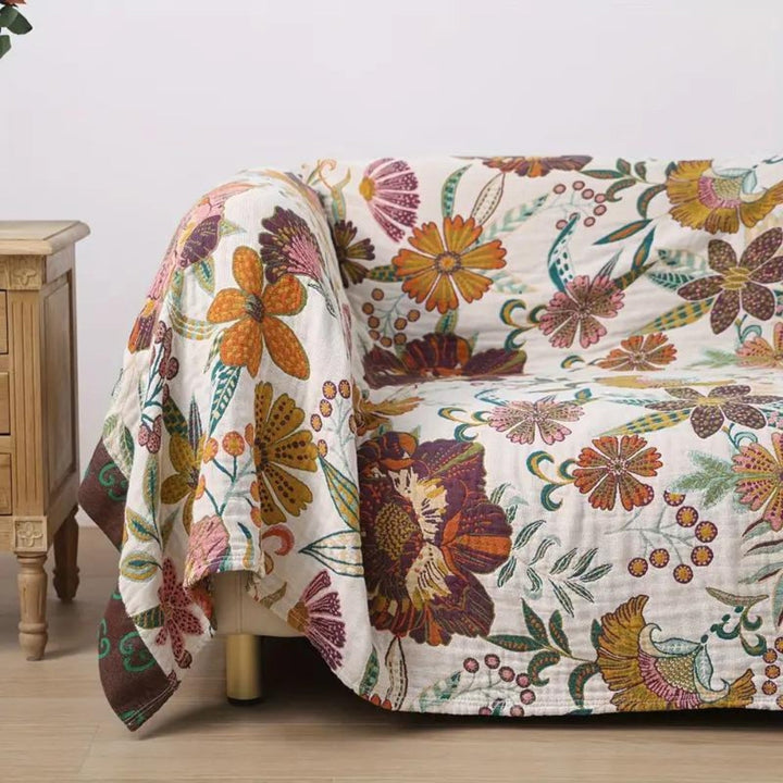 CharmBloom: Coperta in cotone floreale con motivo decorativo e materiale facile da curare – per letto e soggiorno