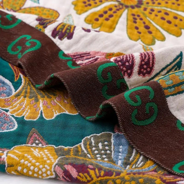 CharmBloom: Coperta in cotone floreale con motivo decorativo e materiale facile da curare – per letto e soggiorno