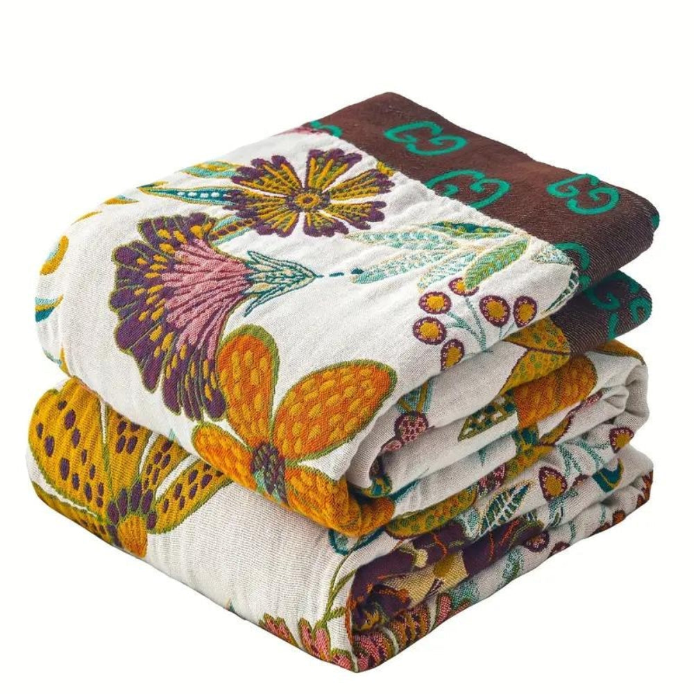 CharmBloom: Coperta in cotone floreale con motivo decorativo e materiale facile da curare – per letto e soggiorno