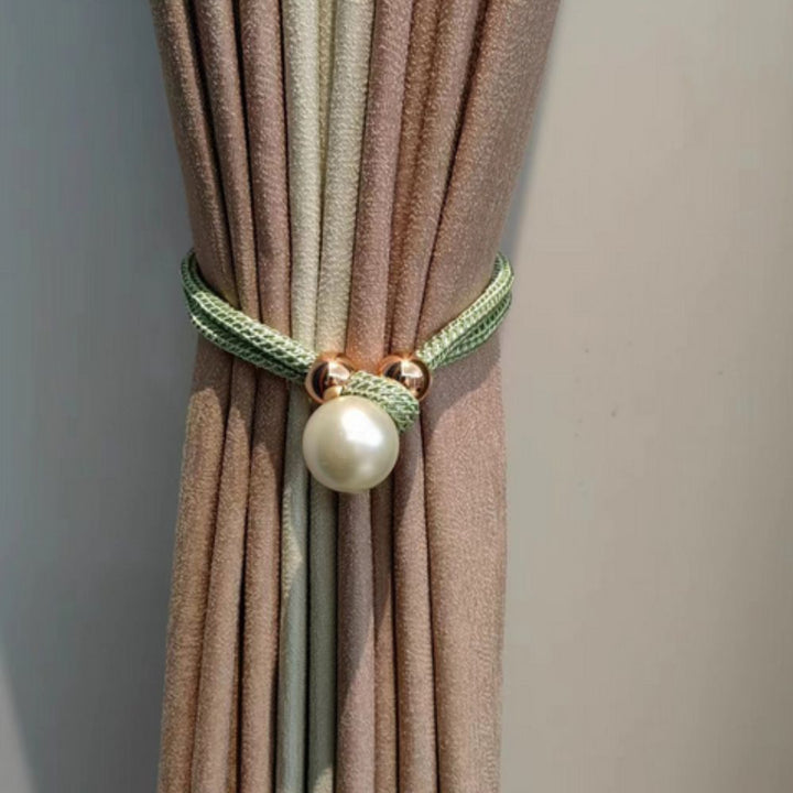 CharmePearl: Supporto per tende elegante in look perla – accessorio stiloso per soggiorno e camera da letto (2 pezzi)