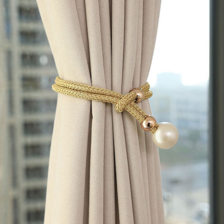 CharmePearl: Supporto per tende elegante in look perla – accessorio stiloso per soggiorno e camera da letto (2 pezzi)