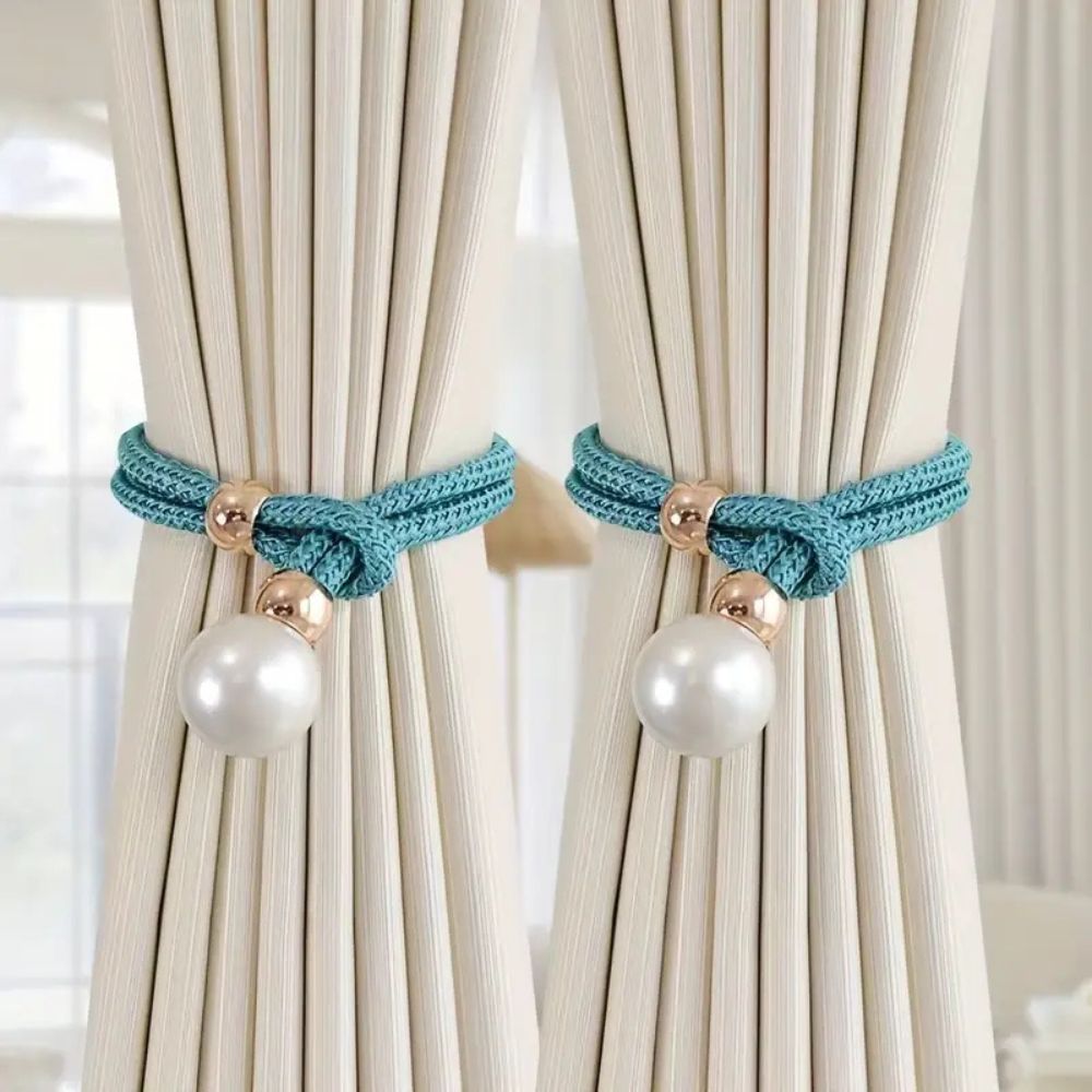 CharmePearl: Supporto per tende elegante in look perla – accessorio stiloso per soggiorno e camera da letto (2 pezzi)