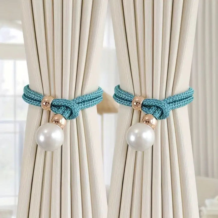 CharmePearl: Supporto per tende elegante in look perla – accessorio stiloso per soggiorno e camera da letto (2 pezzi)