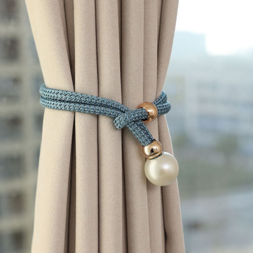 CharmePearl: Supporto per tende elegante in look perla – accessorio stiloso per soggiorno e camera da letto (2 pezzi)
