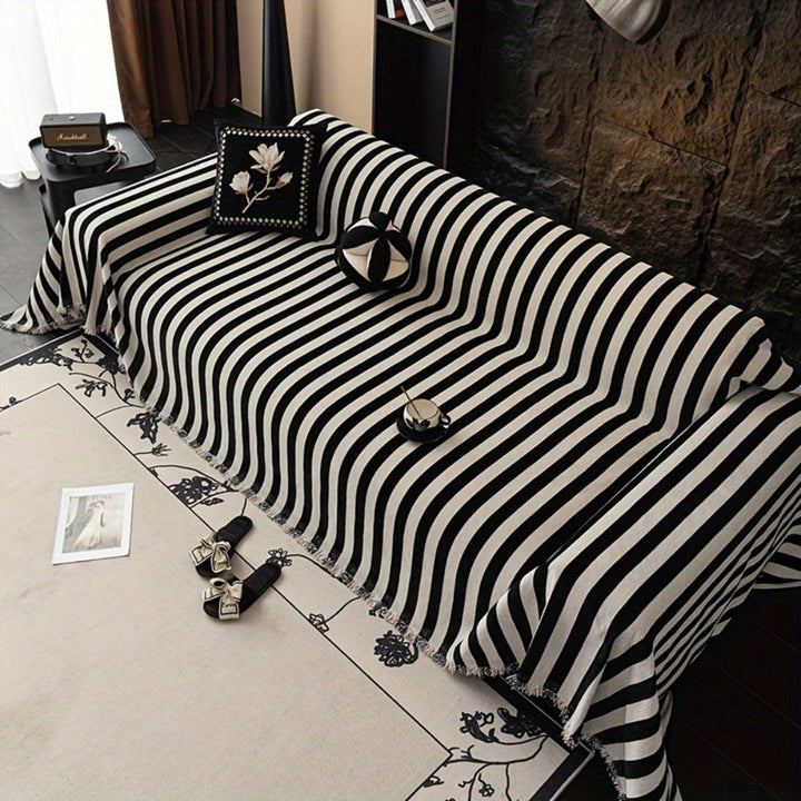 ChenilleStil: Rivestimento per divano in moderno design a righe in bianco e nero per un comfort accogliente – per divano e area living