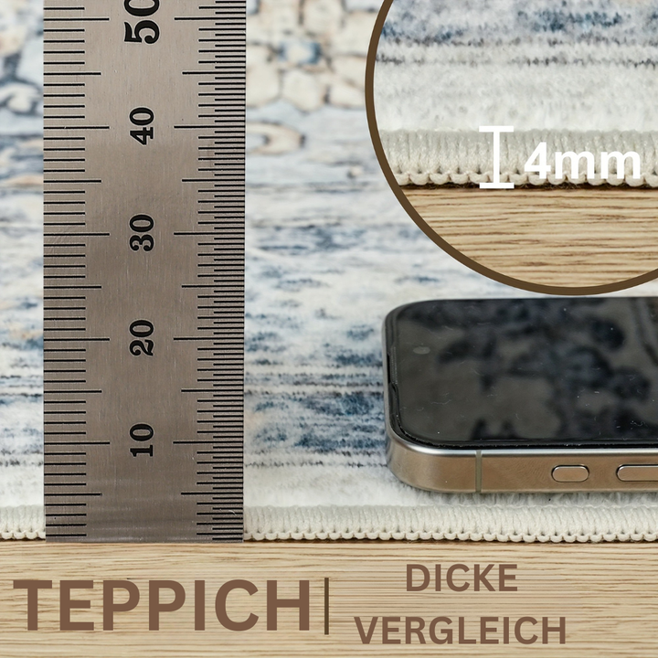 ChenilleTraum: Tappeto lavabile in lavatrice con design retro, pelo leggero e motivo decorativo – ideale per sala da pranzo e ufficio