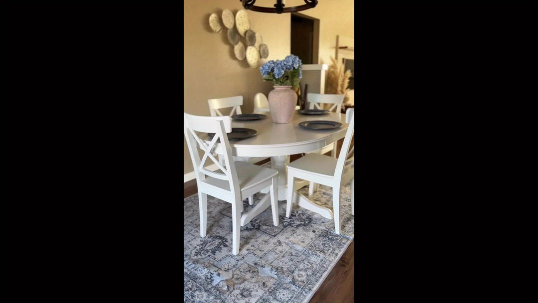 ChenilleTraum: Tappeto lavabile in lavatrice con design retro, pelo leggero e motivo decorativo – ideale per sala da pranzo e ufficio