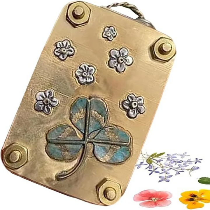 Micro-pressa per fiori | Fatto a mano in argento e ottone | Include 10 fogli di carta per erbario