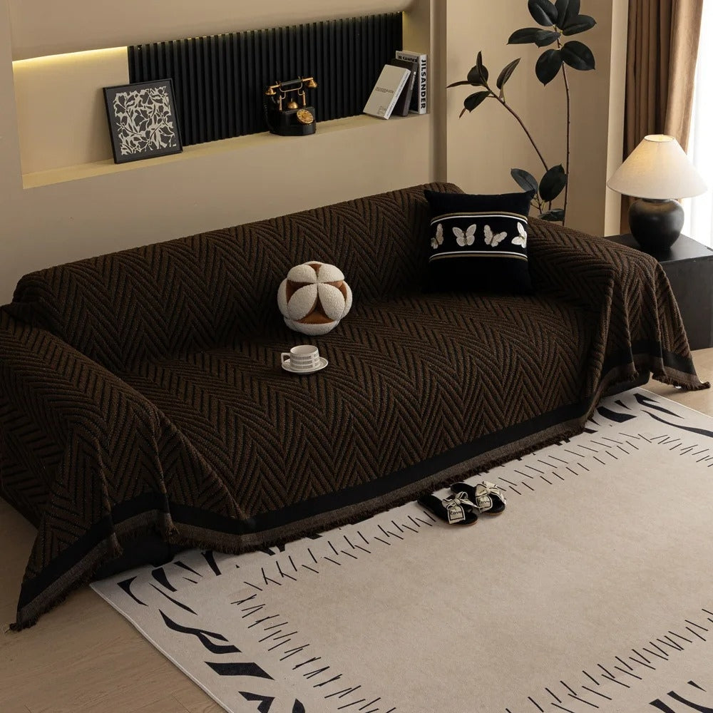 ChevronHaus: Copridivano in design a zigzag con frange decorative – per soggiorno e divano