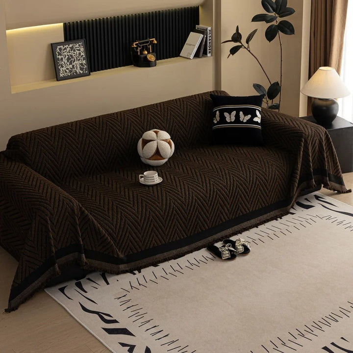 ChevronHaus: Copridivano in design a zigzag con frange decorative – per soggiorno e divano