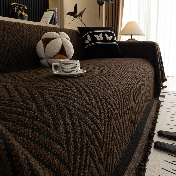 ChevronHaus: Copridivano in design a zigzag con frange decorative – per soggiorno e divano