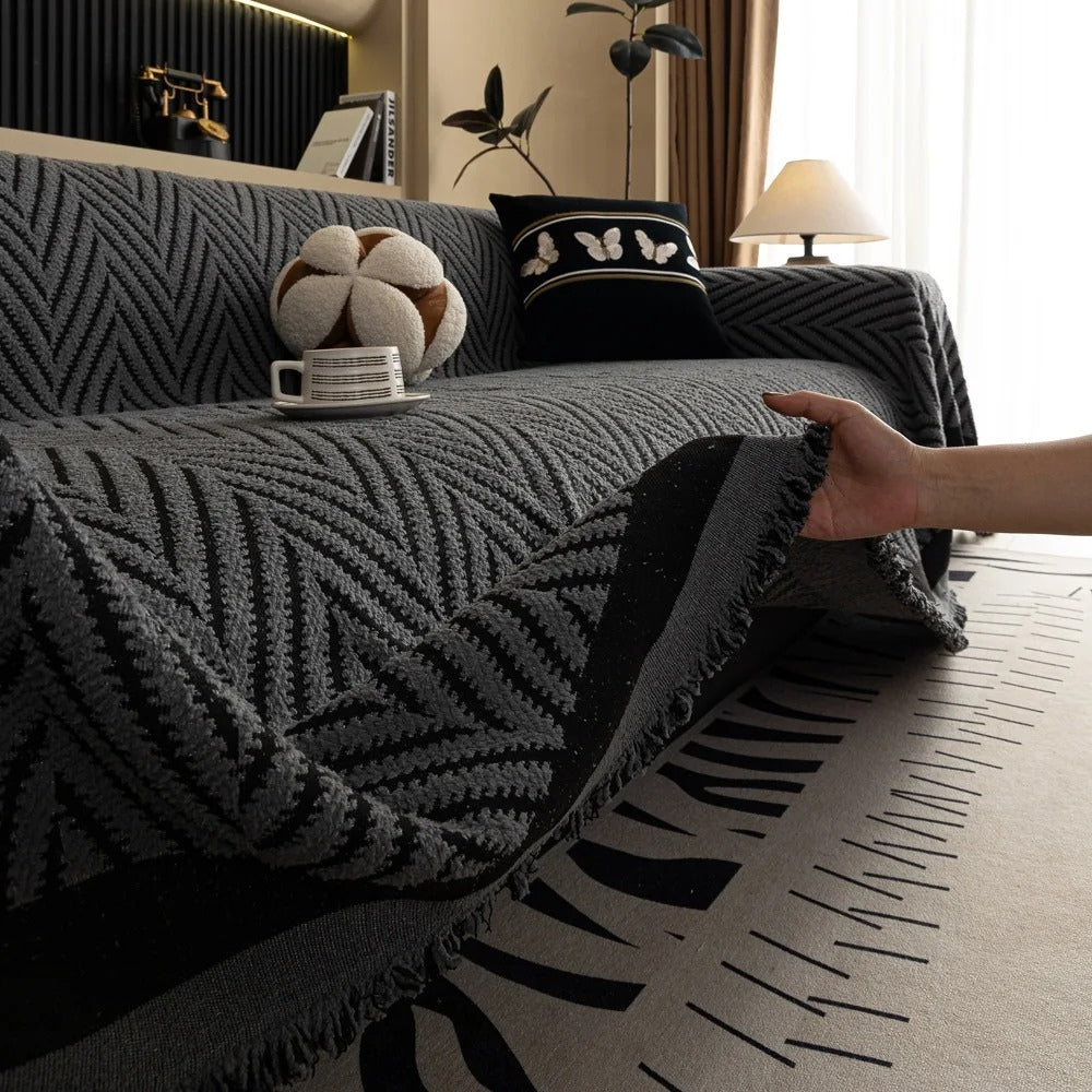 ChevronHaus: Copridivano in design a zigzag con frange decorative – per soggiorno e divano