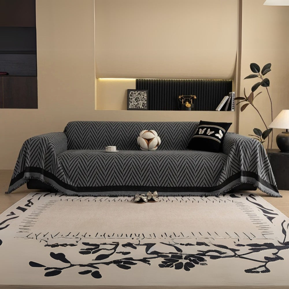 ChevronHaus: Copridivano in design a zigzag con frange decorative – per soggiorno e divano