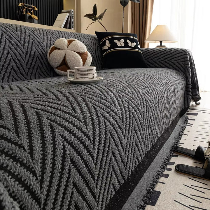 ChevronHaus: Copridivano in design a zigzag con frange decorative – per soggiorno e divano