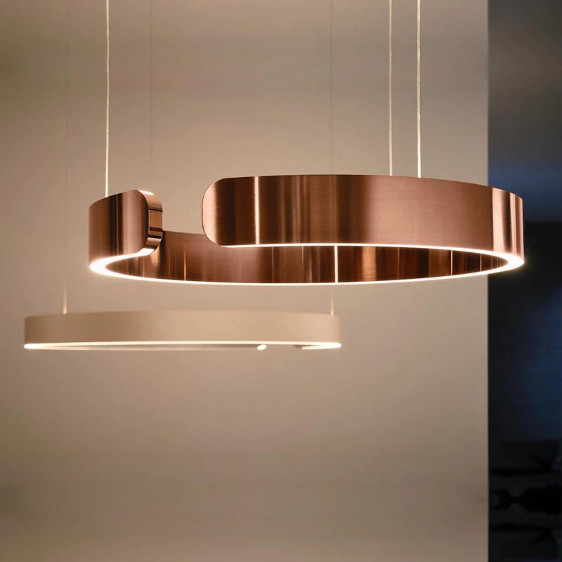 CircuLume: Lampada a sospensione LED rotonda in metallo con design moderno – per soggiorno e corridoio
