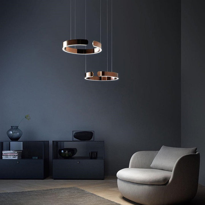 CircuLume: Lampada a sospensione LED rotonda in metallo con design moderno – per soggiorno e corridoio
