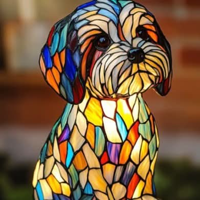 CompanionLight: Lampada da tavolo artistica a LED con razze canine popolari e porta USB – per mensole e comodini