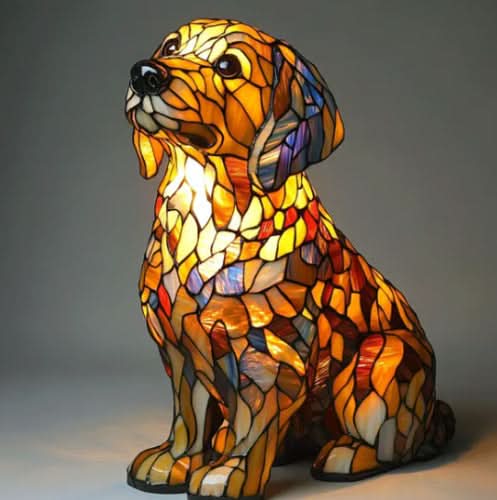 CompanionLight: Lampada da tavolo artistica a LED con razze canine popolari e porta USB – per mensole e comodini
