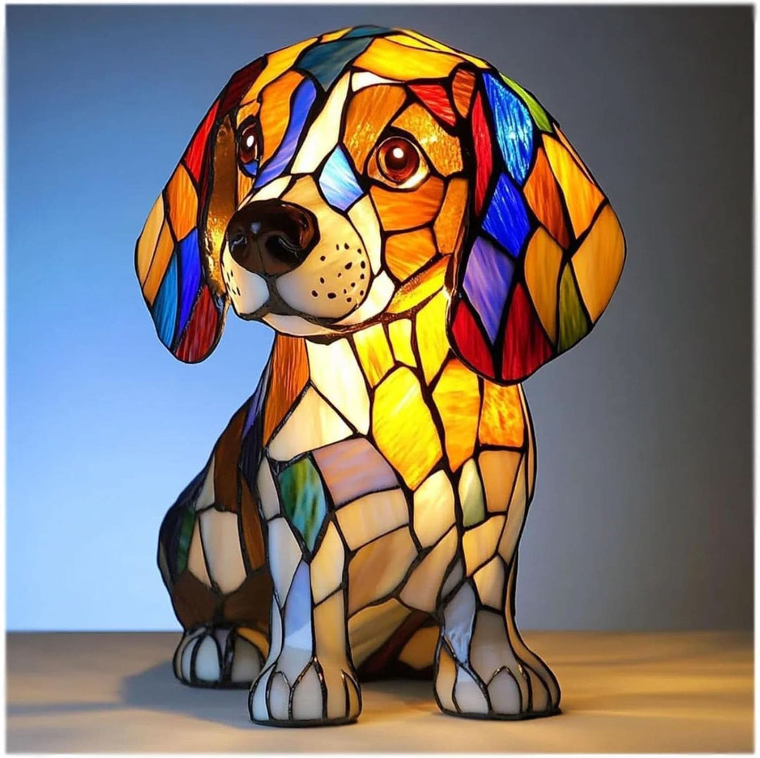 CompanionLight: Lampada da tavolo artistica a LED con razze canine popolari e porta USB – per mensole e comodini