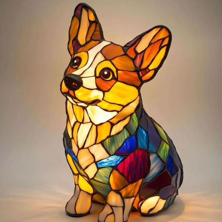 CompanionLight: Lampada da tavolo artistica a LED con razze canine popolari e porta USB – per mensole e comodini