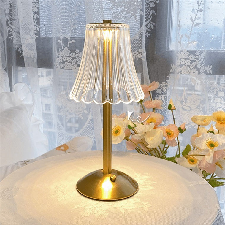 CrystalGlanz: Lampada da Tavolo in Cristallo Dorato – Lampada LED Touch con Luce Dimmerabile