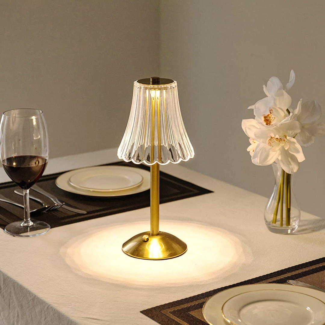 CrystalGlanz: Lampada da Tavolo in Cristallo Dorato – Lampada LED Touch con Luce Dimmerabile