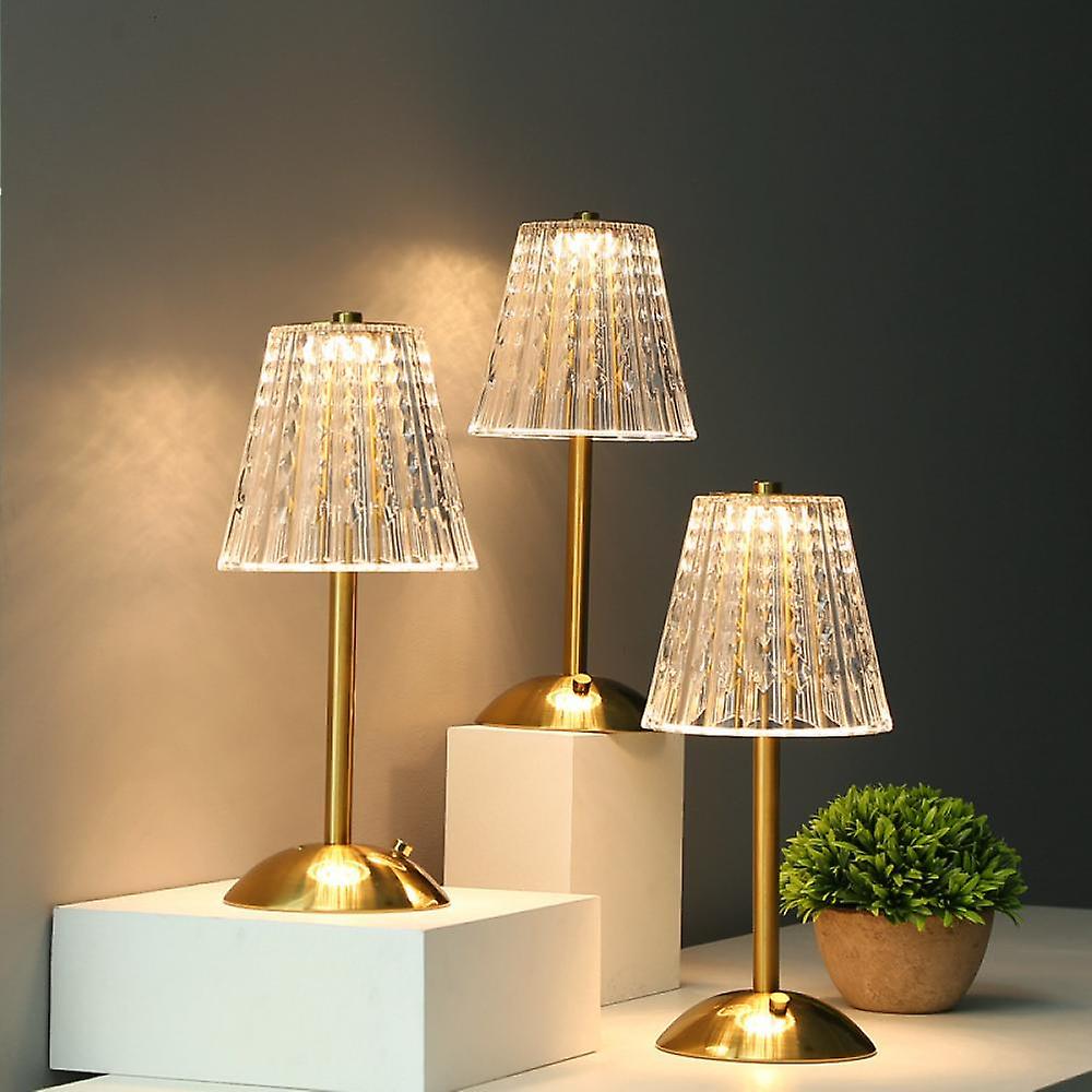 CrystalGlanz: Lampada da Tavolo in Cristallo Dorato – Lampada LED Touch con Luce Dimmerabile