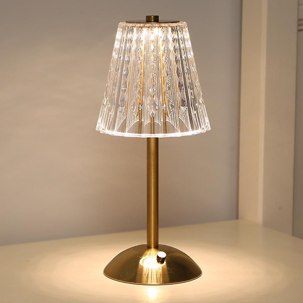 CrystalGlanz: Lampada da Tavolo in Cristallo Dorato – Lampada LED Touch con Luce Dimmerabile