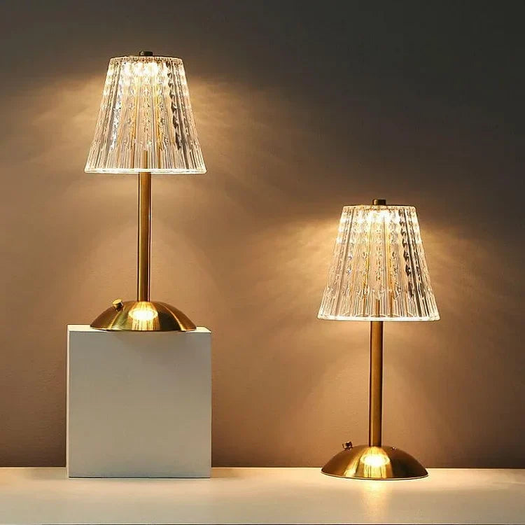 CrystalGlanz: Lampada da Tavolo in Cristallo Dorato – Lampada LED Touch con Luce Dimmerabile