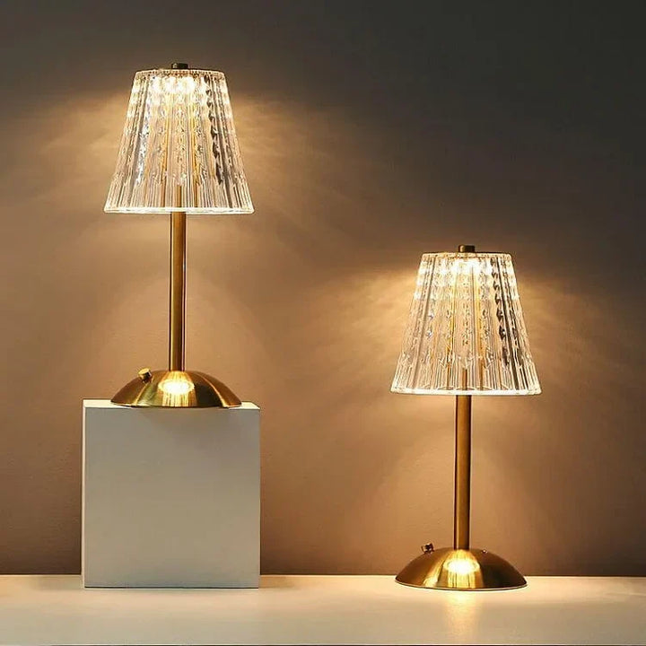 CrystalGlanz: Lampada da Tavolo in Cristallo Dorato – Lampada LED Touch con Luce Dimmerabile