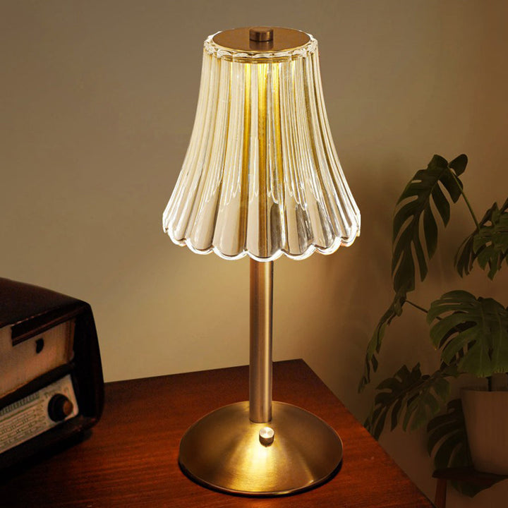 CrystalGlanz: Lampada da Tavolo in Cristallo Dorato – Lampada LED Touch con Luce Dimmerabile