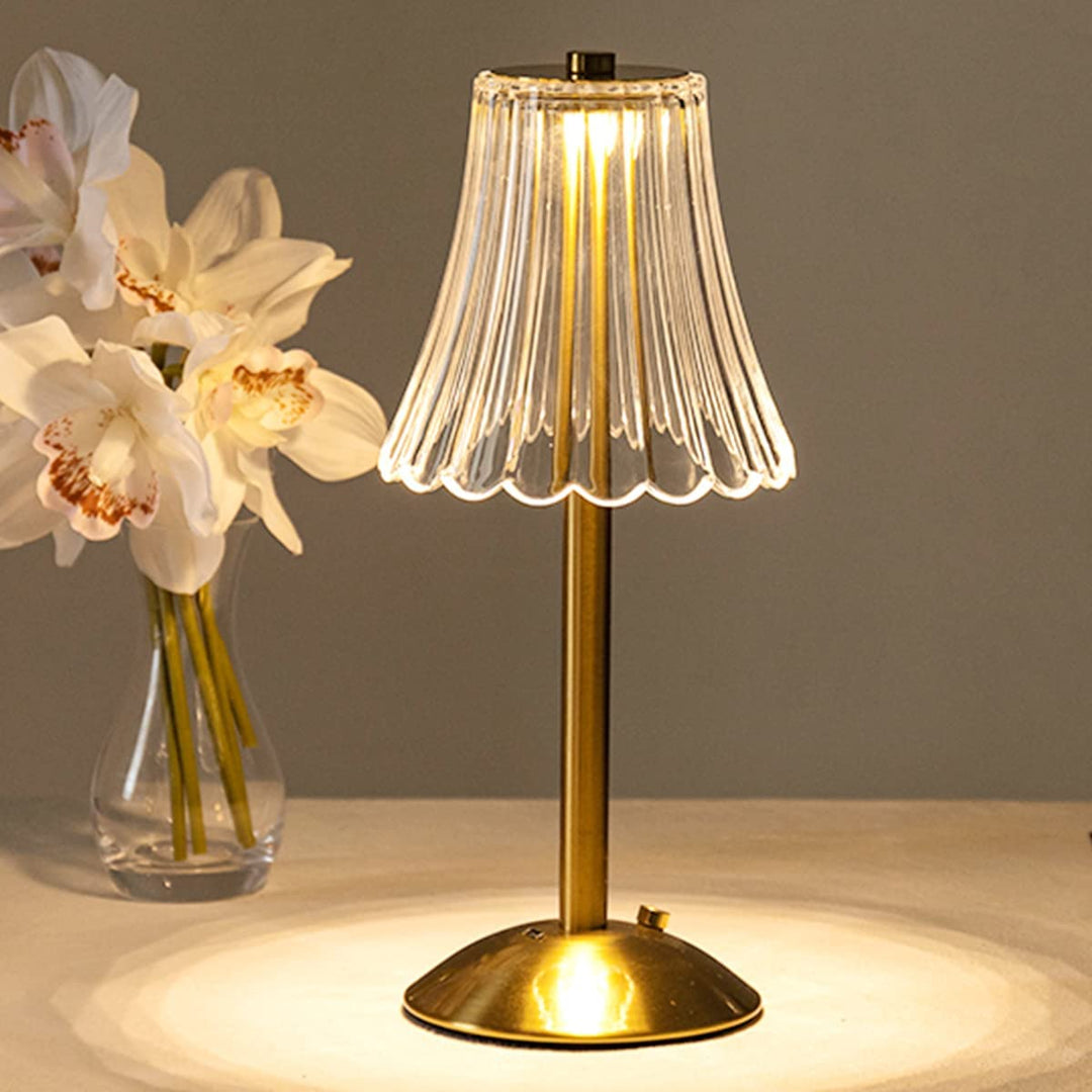 CrystalGlanz: Lampada da Tavolo in Cristallo Dorato – Lampada LED Touch con Luce Dimmerabile