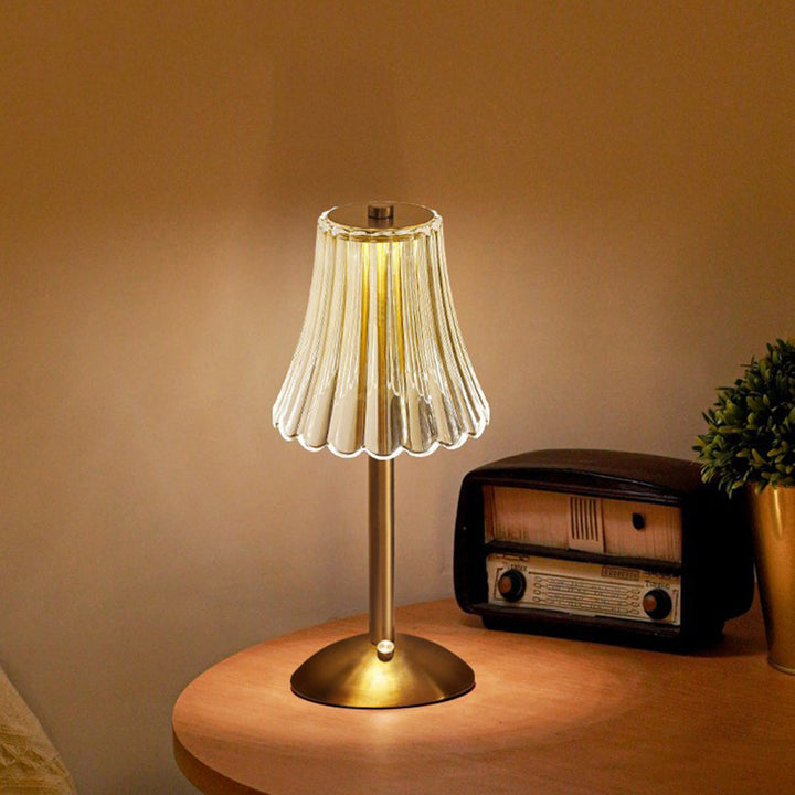 CrystalGlanz: Lampada da Tavolo in Cristallo Dorato – Lampada LED Touch con Luce Dimmerabile