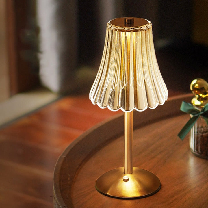 CrystalGlanz: Lampada da Tavolo in Cristallo Dorato – Lampada LED Touch con Luce Dimmerabile