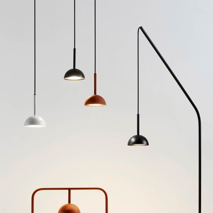 Cupolina: Lampada a sospensione con involucro in metallo geometrico e LED integrato – per cucina e ingresso
