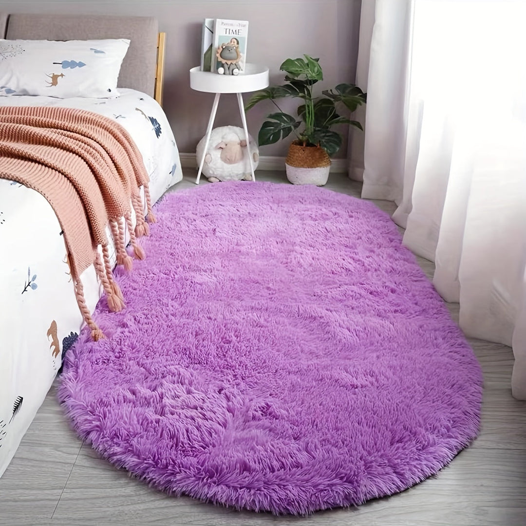 DecoEllis: Tappeto moderno ovale stile neutro con pelo morbido – decorativo per soggiorno e camera da letto