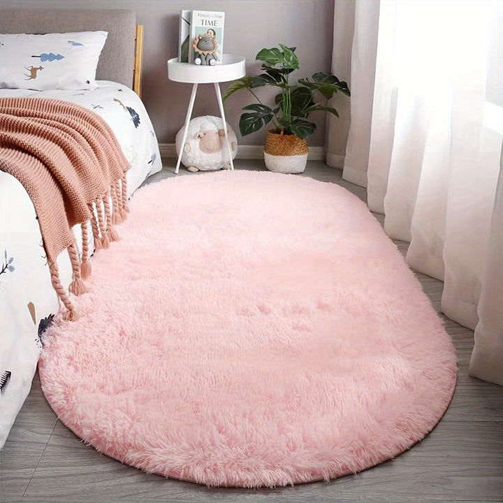 DecoEllis: Tappeto moderno ovale stile neutro con pelo morbido – decorativo per soggiorno e camera da letto