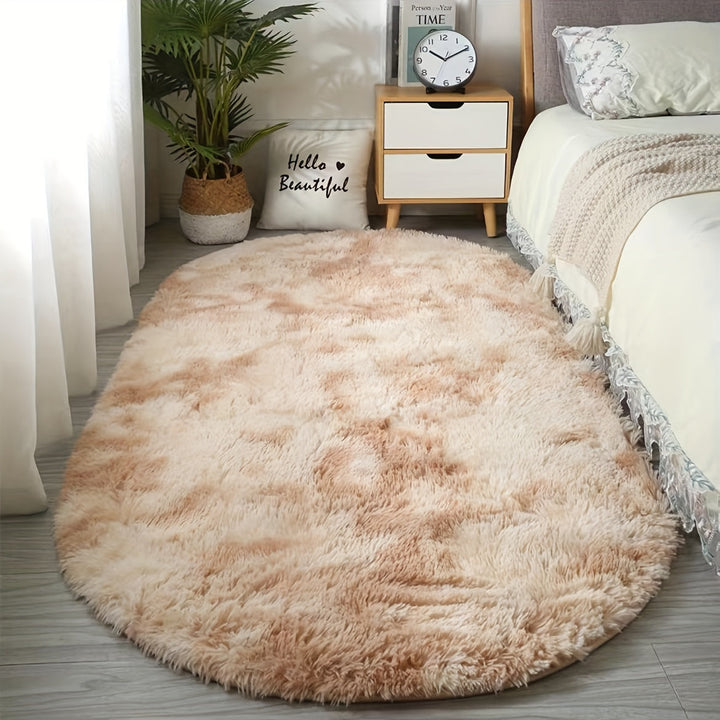 DecoEllis: Tappeto moderno ovale stile neutro con pelo morbido – decorativo per soggiorno e camera da letto