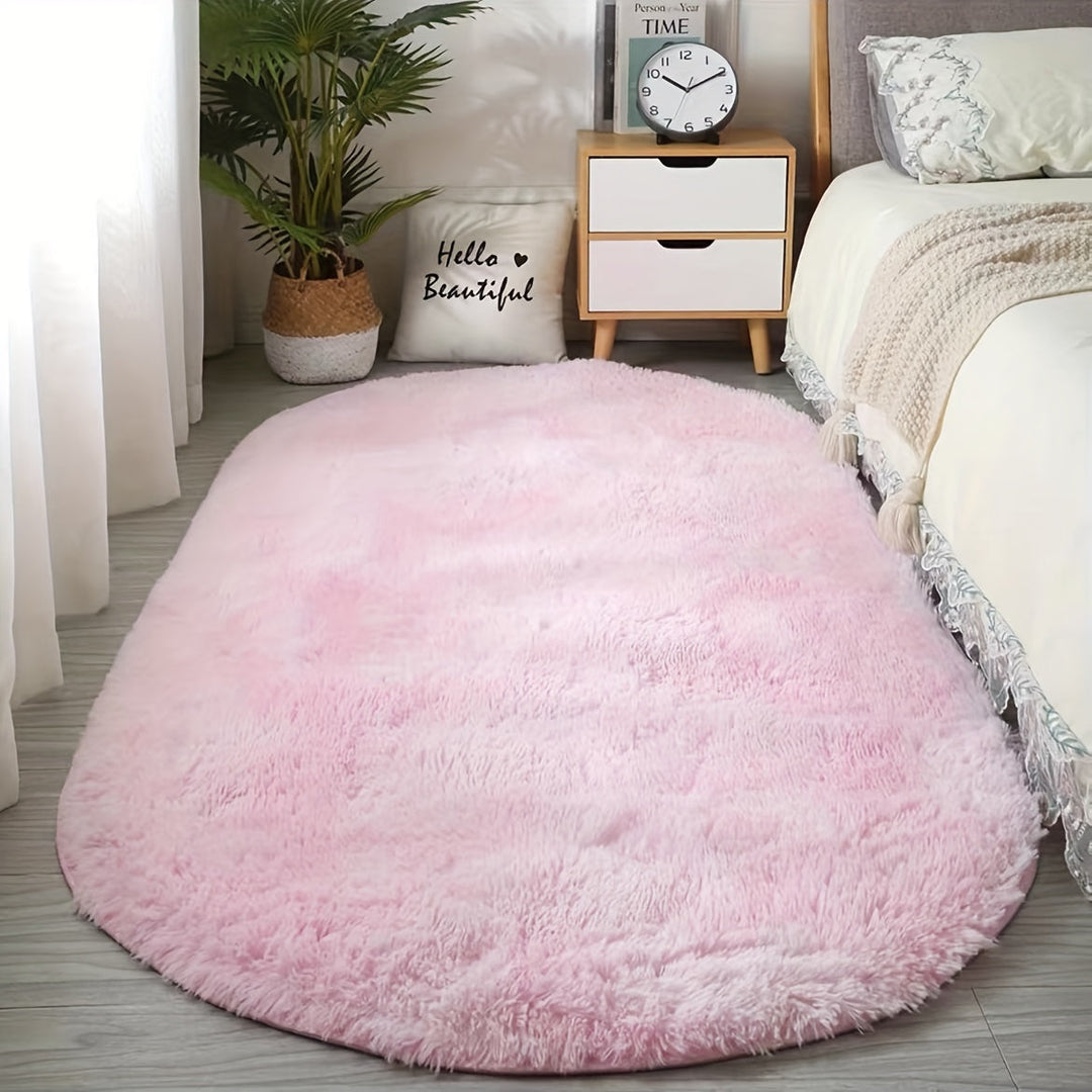 DecoEllis: Tappeto moderno ovale stile neutro con pelo morbido – decorativo per soggiorno e camera da letto