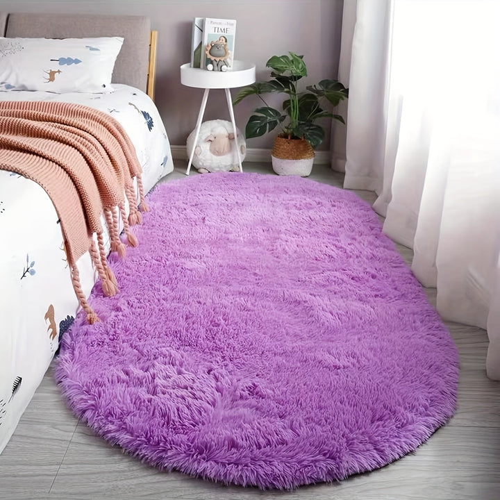 DecoEllis: Tappeto moderno ovale stile neutro con pelo morbido – decorativo per soggiorno e camera da letto